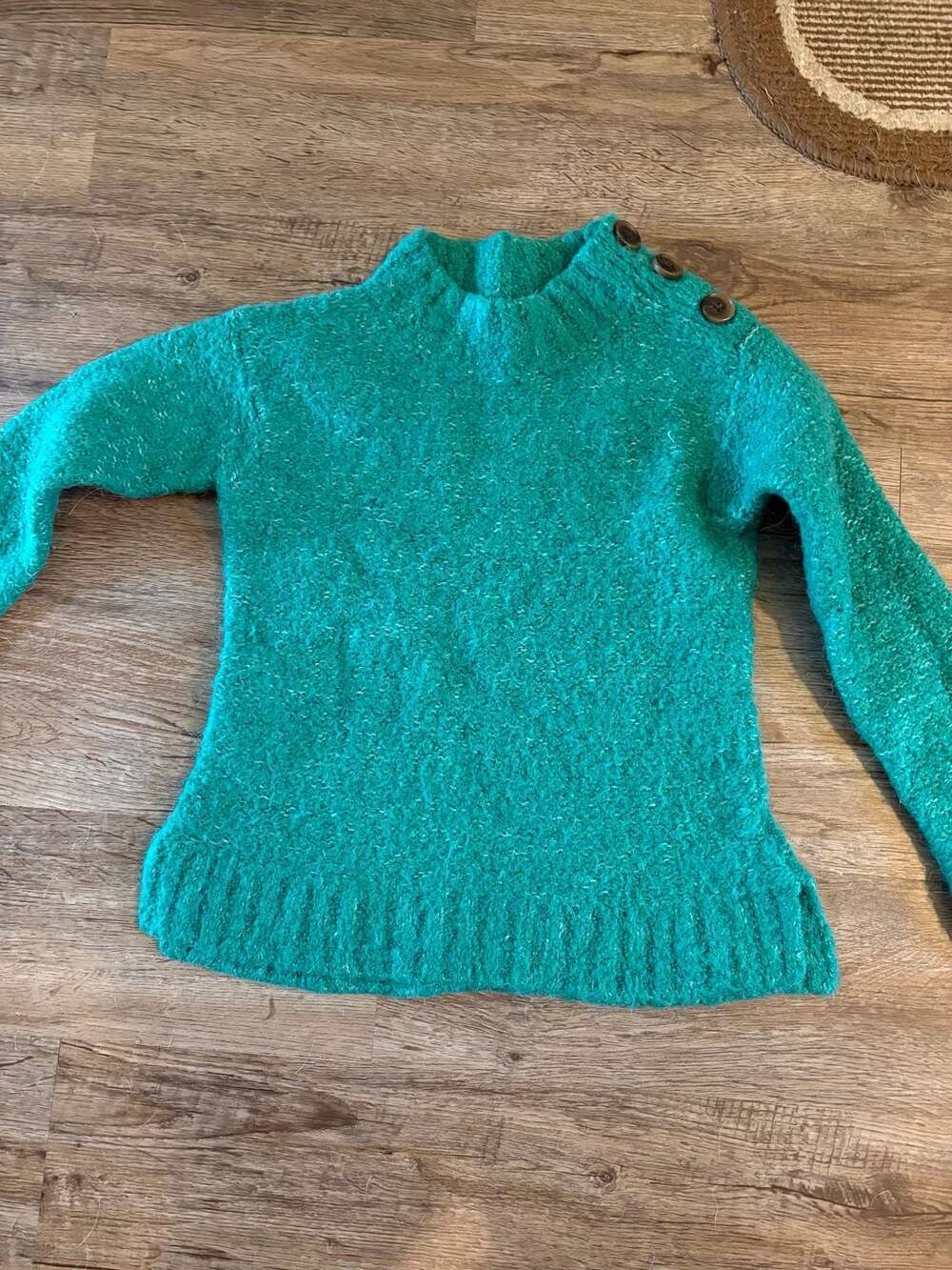 Crewcuts J.Crew Girls Green Button Shoulder Sweater Size 12
